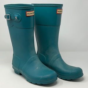 Hunter Girls Teal Winter Rain Boots